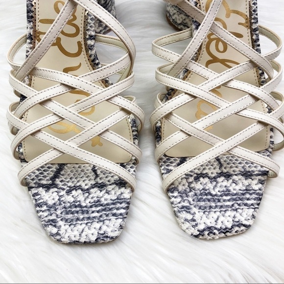 New Sam Edelman Daffodil Heeled Sandals in Reptile Embossed Modern Ivory - Picture 3 of 15